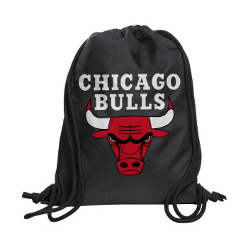 Chicago Bulls, Backpack pouch GYMBAG Black, with pocket (40x48cm) & thick cords