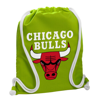 Chicago Bulls, Backpack bag GYMBAG LIME GREEN, with pocket (40x48cm) & thick cords