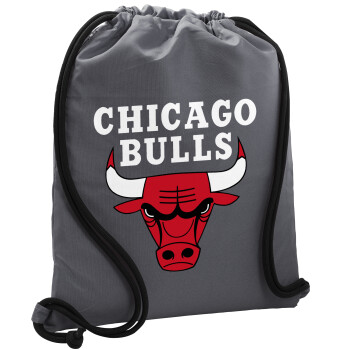 Chicago Bulls, Backpack pouch GYMBAG GREY, with pocket (40x48cm) & thick cords