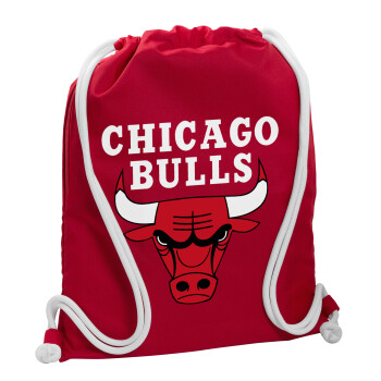 Chicago Bulls, Backpack pouch GYMBAG Red, with pocket (40x48cm) & thick cords