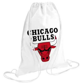 Chicago Bulls, Τσάντα πλάτης πουγκί GYMBAG λευκή (28x40cm)
