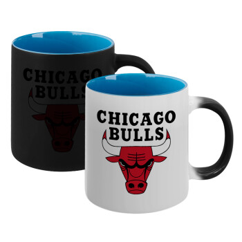 Chicago Bulls, Κούπα Μαγική εσωτερικό μπλε, κεραμική 330ml που αλλάζει χρώμα με το ζεστό ρόφημα (1 τεμάχιο)