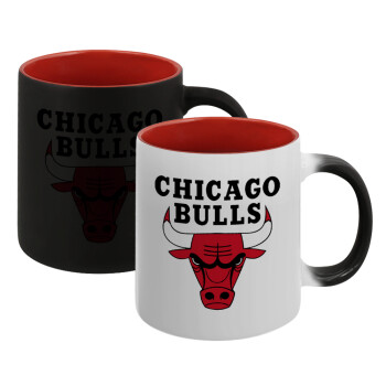 Chicago Bulls, Κούπα Μαγική εσωτερικό κόκκινο, κεραμική, 330ml που αλλάζει χρώμα με το ζεστό ρόφημα (1 τεμάχιο)