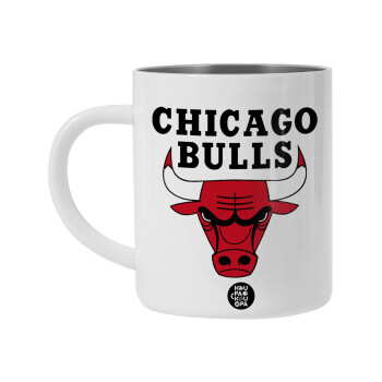 Chicago Bulls, BIG Mug Stainless steel double wall (450ml, White)