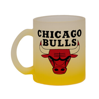 Chicago Bulls, Κούπα γυάλινη δίχρωμη με βάση το κίτρινο ματ, 330ml