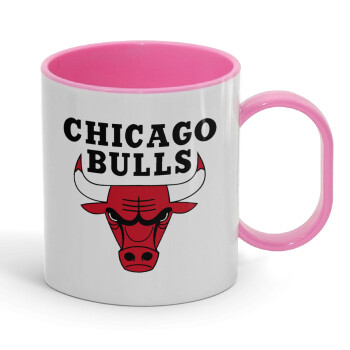 Chicago Bulls, Κούπα (πλαστική) (BPA-FREE) Polymer Ροζ για παιδιά, 330ml