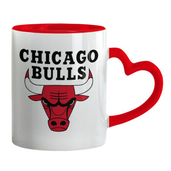 Chicago Bulls, Mug heart red handle, ceramic, 330ml