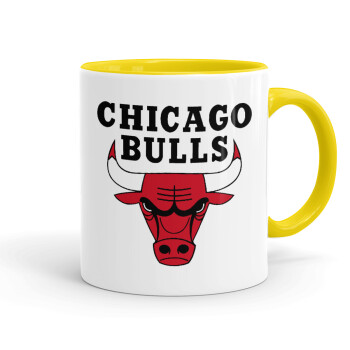 Chicago Bulls, Κούπα χρωματιστή κίτρινη, κεραμική, 330ml