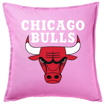 Chicago Bulls, Μαξιλάρι καναπέ ΡΟΖ 100% βαμβάκι, περιέχεται το γέμισμα (50x50cm)