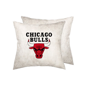 Chicago Bulls, Μαξιλάρι καναπέ Δερματίνη Γκρι 40x40cm με γέμισμα