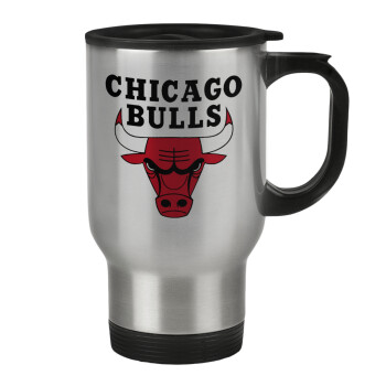 Chicago Bulls, Stainless steel travel mug with lid, double wall 450ml