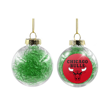 Chicago Bulls, Χριστουγεννιάτικη μπάλα δένδρου διάφανη με πράσινο γέμισμα 8cm