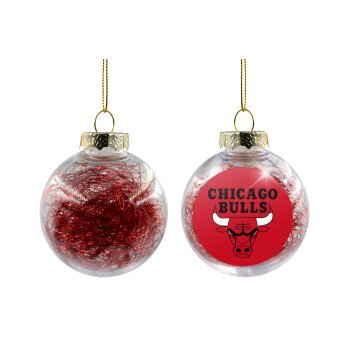 Chicago Bulls, Χριστουγεννιάτικη μπάλα δένδρου διάφανη με κόκκινο γέμισμα 8cm