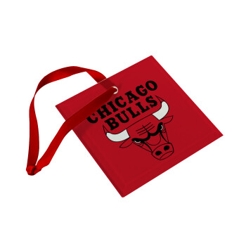 Chicago Bulls, Christmas ornament, glass square ornament 9x9cm