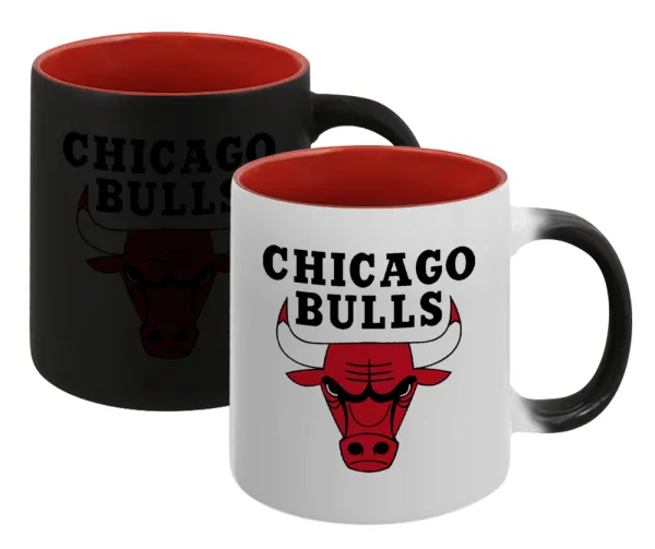 Chicago Bulls — Magic mug with red interior, ceramic, 330ml, changes colour with hot drinks