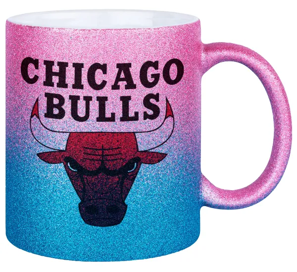 Chicago Bulls — Gold/blue glitter mug, ceramic, 330ml