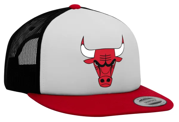 Chicago Bulls — Καπέλο Ενηλίκων Foam Flat Snapback με Δίχτυ Κόκκινο-Λευκό-Μαύρο (POLYESTER, ΕΝΗΛΙΚΩΝ, UNISEX, ONE SIZE)
