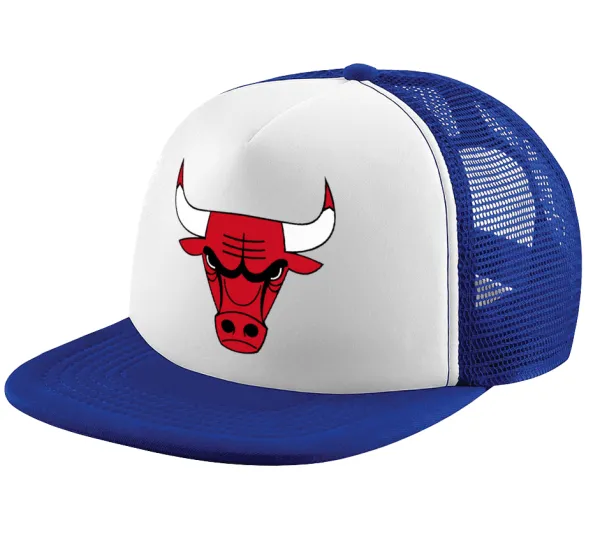 Chicago Bulls — Adult Soft Trucker Hat with Blue/White Mesh (POLYESTER, ADULT, UNISEX, ONE SIZE)