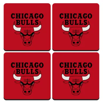 Chicago Bulls, ΣΕΤ 4 Σουβέρ ξύλινα τετράγωνα (9cm)
