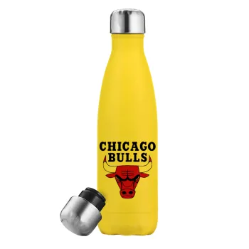 Chicago Bulls, Yellow Stainless Steel Metallic Thermos, double-walled, 500ml