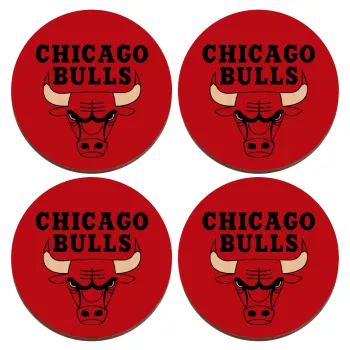 Chicago Bulls, ΣΕΤ x4 Σουβέρ ξύλινα στρογγυλά plywood (9cm)