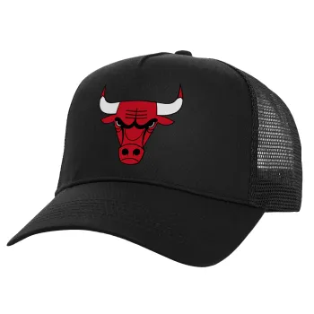 Chicago Bulls, Καπέλο Ενηλίκων Structured Trucker, με Δίχτυ, Μαύρο (100% ΒΑΜΒΑΚΕΡΟ, ΕΝΗΛΙΚΩΝ, UNISEX, ONE SIZE)