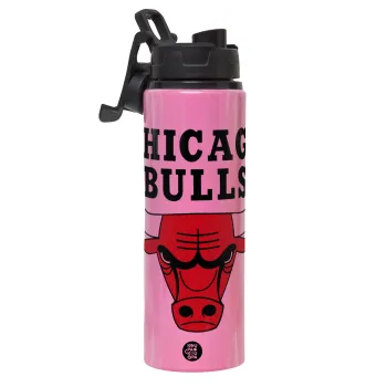 Chicago Bulls, Metallic water bottle with safety lid, 850ml aluminum