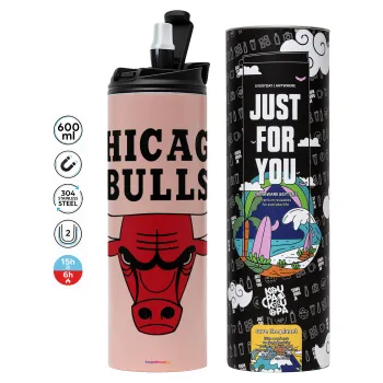 Chicago Bulls, Tumbler stainless steel PINK 600ml