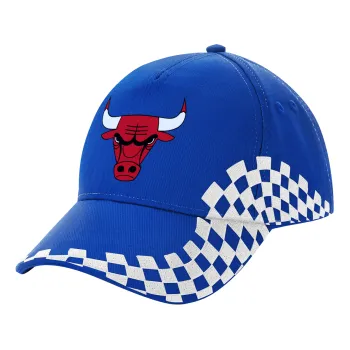 Chicago Bulls, Καπέλο Ενηλίκων Ultimate ΜΠΛΕ RACING, (100% ΒΑΜΒΑΚΕΡΟ DRILL, ΕΝΗΛΙΚΩΝ, UNISEX, ONE SIZE)
