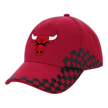 Chicago Bulls, Καπέλο Ενηλίκων Ultimate ΚΟΚΚΙΝΟ/ΜΑΥΡΟ RACING με Σκρατς, (100% ΒΑΜΒΑΚΕΡΟ DRILL, ΕΝΗΛΙΚΩΝ, UNISEX, ONE SIZE)