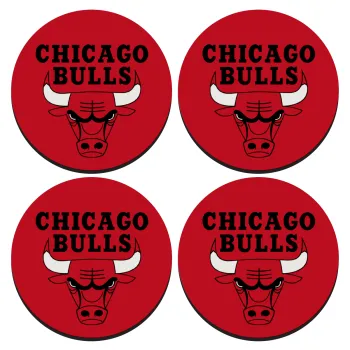 Chicago Bulls, SET of 4 round wooden coasters (9cm)