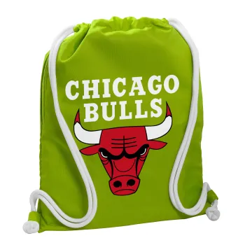 Chicago Bulls, Backpack bag GYMBAG LIME GREEN, with pocket (40x48cm) & thick cords