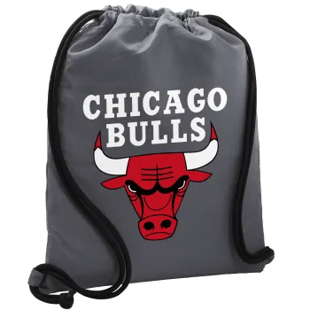 Chicago Bulls, Backpack pouch GYMBAG GREY, with pocket (40x48cm) & thick cords