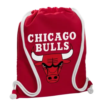 Chicago Bulls, Backpack pouch GYMBAG Red, with pocket (40x48cm) & thick cords