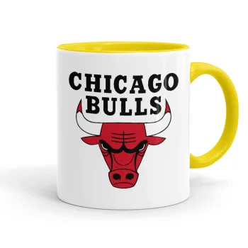 Chicago Bulls, Κούπα χρωματιστή κίτρινη, κεραμική, 330ml