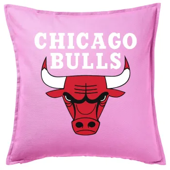 Chicago Bulls, Μαξιλάρι καναπέ ΡΟΖ 100% βαμβάκι, περιέχεται το γέμισμα (50x50cm)