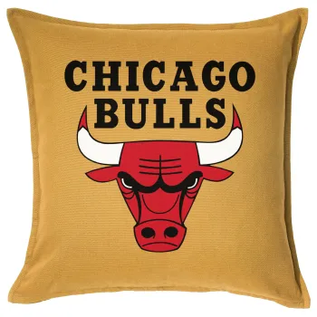Chicago Bulls, Μαξιλάρι καναπέ Κίτρινο 100% βαμβάκι, περιέχεται το γέμισμα (50x50cm)