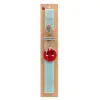 Easter Set, wooden keychain & aromatic flat Easter candle (30cm) (TURQUOISE)
