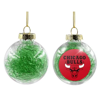 Chicago Bulls, Transparent Christmas tree ball ornament with green filling 8cm