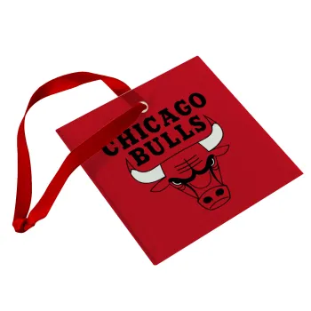 Chicago Bulls, Christmas ornament, glass square ornament 9x9cm