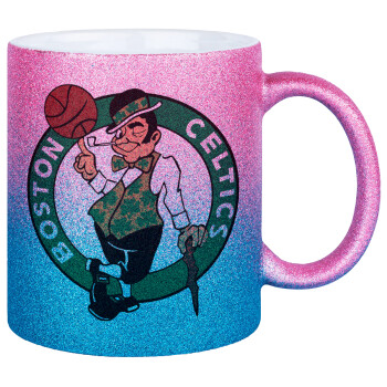 Boston Celtics, Κούπα Χρυσή/Μπλε Glitter, κεραμική, 330ml