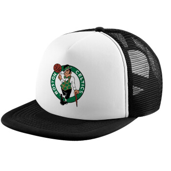 Boston Celtics, Καπέλο Ενηλίκων Soft Trucker με Δίχτυ Black/White (POLYESTER, ΕΝΗΛΙΚΩΝ, UNISEX, ONE SIZE)