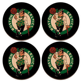 Boston Celtics, ΣΕΤ x4 Σουβέρ ξύλινα στρογγυλά plywood (9cm)