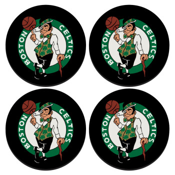 Boston Celtics, ΣΕΤ 4 Σουβέρ ξύλινα στρογγυλά (9cm)