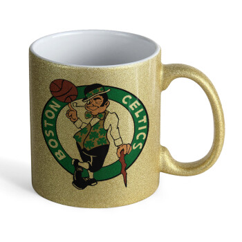 Boston Celtics, Κούπα Χρυσή Glitter που γυαλίζει, κεραμική, 330ml