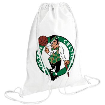Boston Celtics, Τσάντα πλάτης πουγκί GYMBAG λευκή (28x40cm)