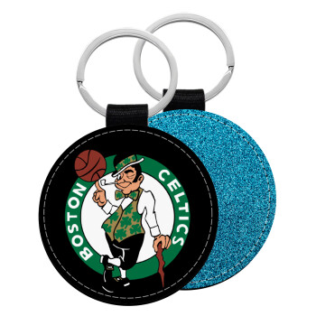 Boston Celtics, Μπρελόκ Δερματίνη, στρογγυλό ΜΠΛΕ (5cm)