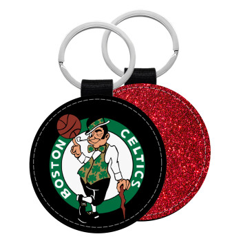 Boston Celtics, Μπρελόκ Δερματίνη, στρογγυλό ΚΟΚΚΙΝΟ (5cm)