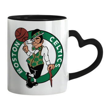 Boston Celtics, Κούπα καρδιά χερούλι μαύρη, κεραμική, 330ml