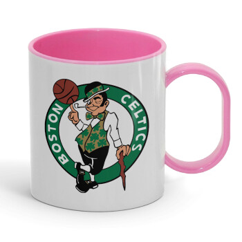Boston Celtics, Κούπα (πλαστική) (BPA-FREE) Polymer Ροζ για παιδιά, 330ml